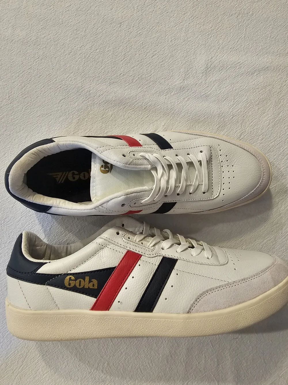 Gola Men's Classics Contact Leather Sneakers - White/Navy/Red - Size 10